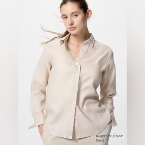 Uniqlo Women's Cream Button Down Shirt